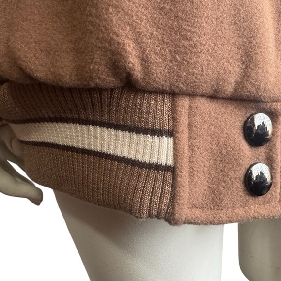 FASHION NOVA Oversized Varsity Jacket Best in Class J Mocha Combo Womens Small - Picture 8 of 17